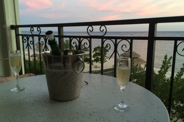 champagne on the balcony