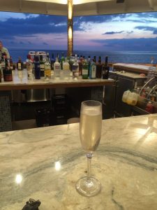 glass of champagne at the bar