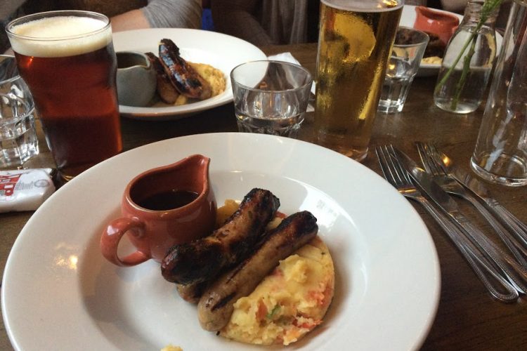 Bangers and mash and beers