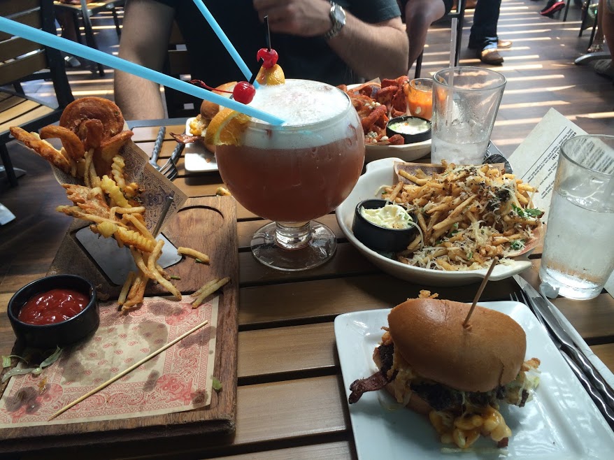 Fries and drinks at Guy Fieri