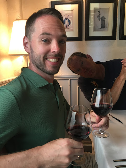 Rick having wine in Florence