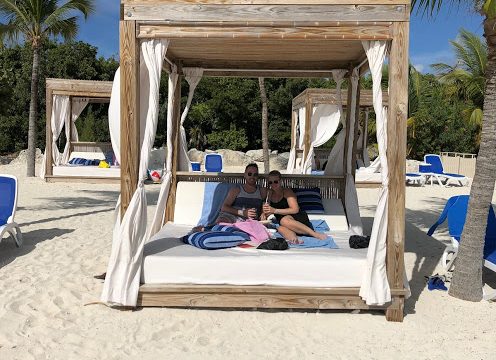 Couple on beach bed