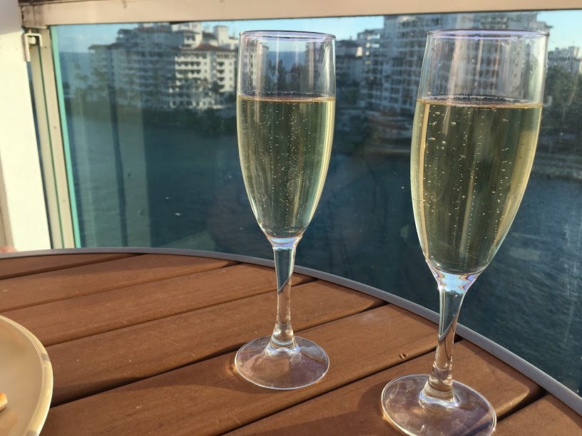 Champagne on balcony