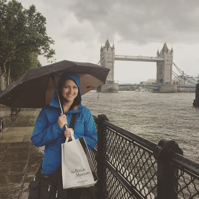 Woman with umbrella in London