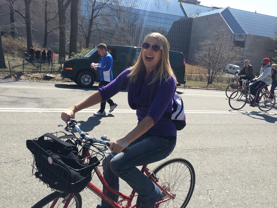 Stephanie on a bike