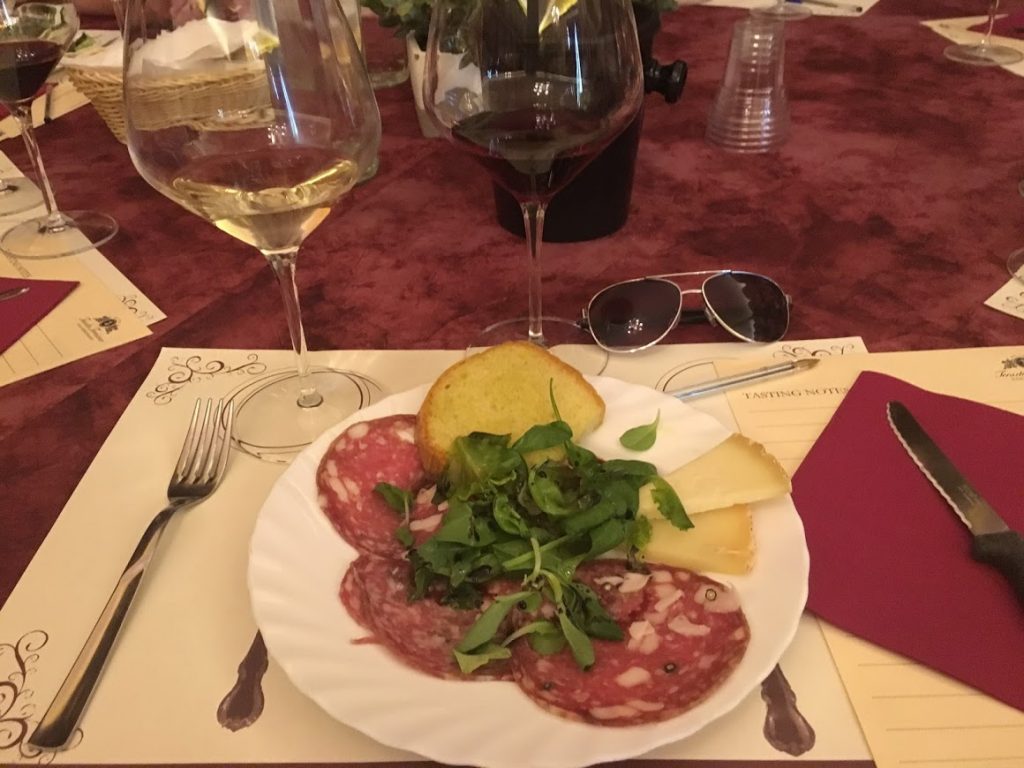 Italian wine, meats, and cheese