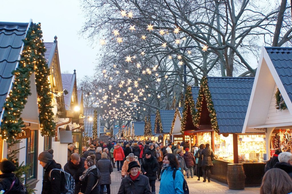 Christmas market stalls