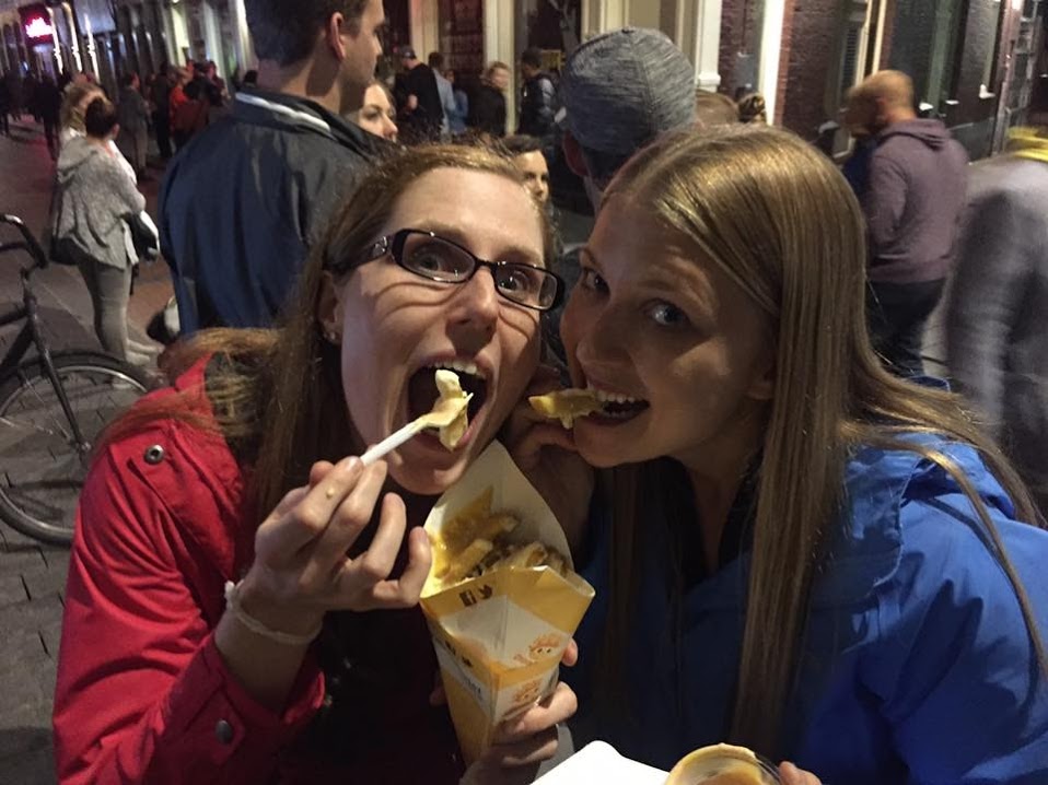 Eating French fries in Amsterdam