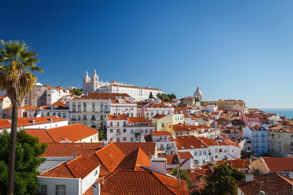 Red tile roofs in Lisbon, Portugal